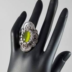 Ring, Adjustable - Fiddlers Green Gem Hard Band